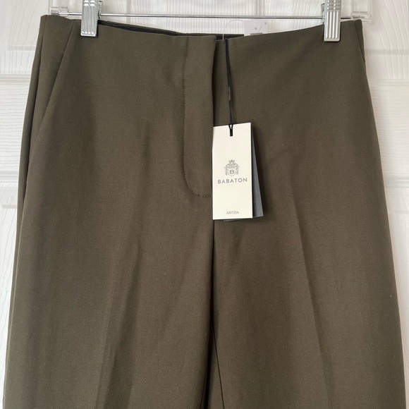 Babaton Markova dark olive mid rise ankle straight dress Pants size 4 - Picture 3 of 9
